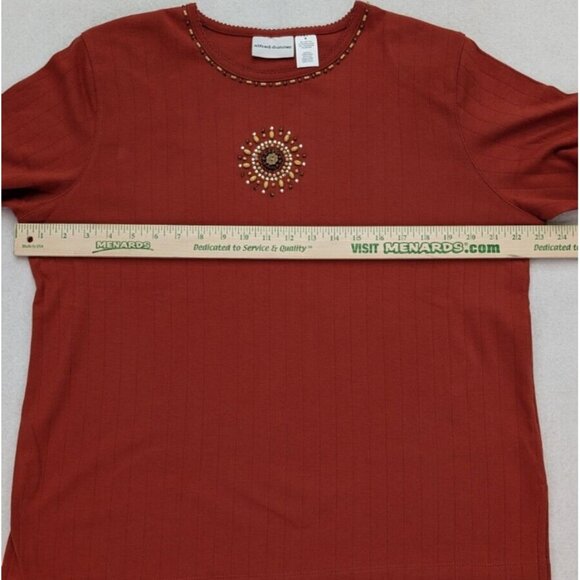 Alfred Dunner Women's Top Orange Stretch Knit Beaded Size Medium Short Sleeve - Picture 11 of 16